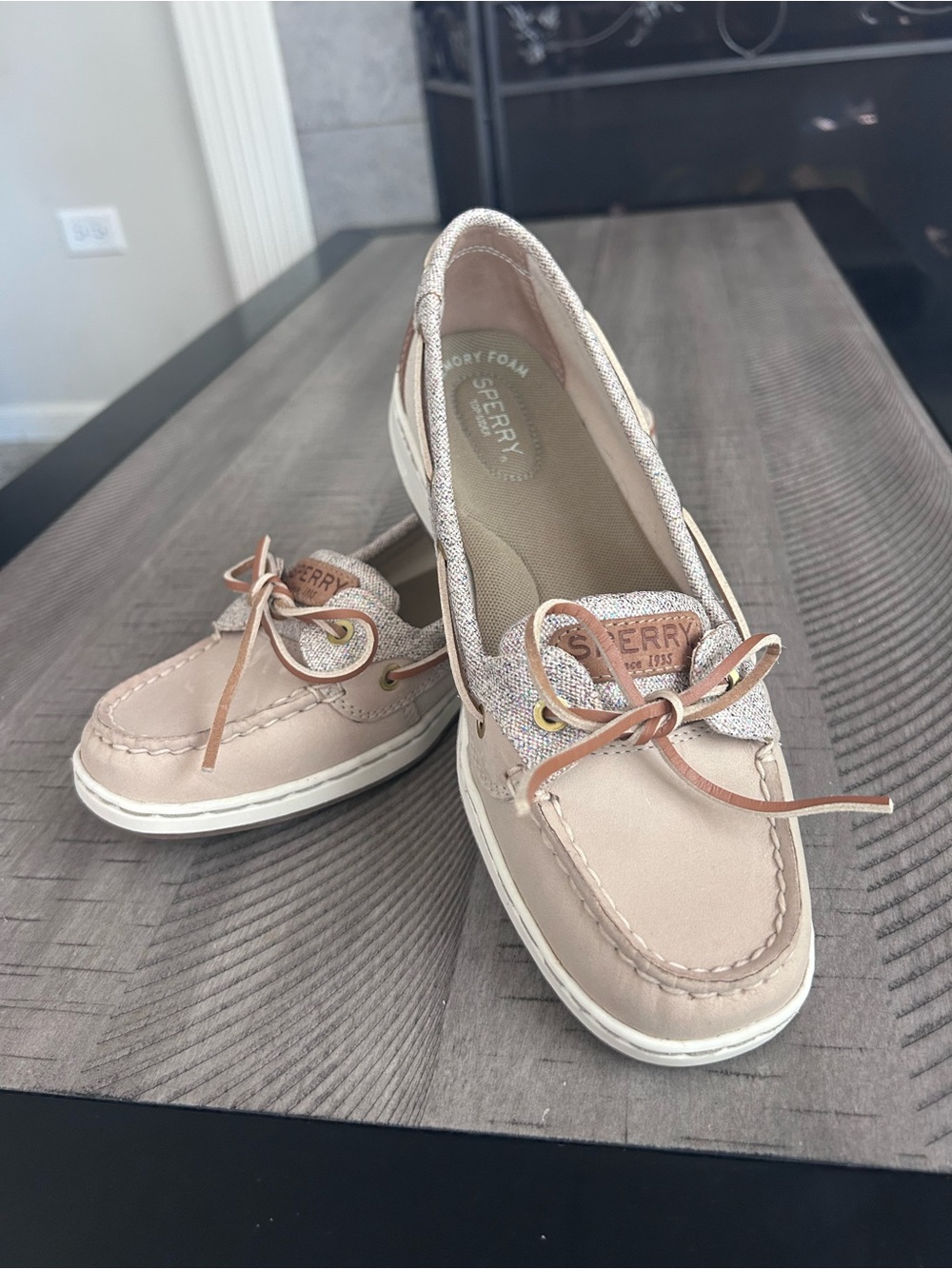 Sperry Women’s Blush Pink Metallic-Trim Boat Shoes